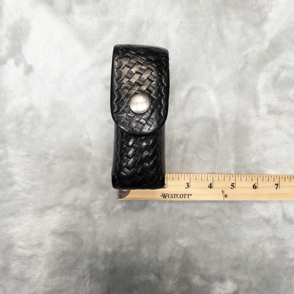 Boston Leather 5527 Black Basketweave Duty Belt Mace Holster Made In USA